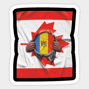 Moldova Flag Canadian Flag Ripped - Gift for Moldovan From Moldova Sticker